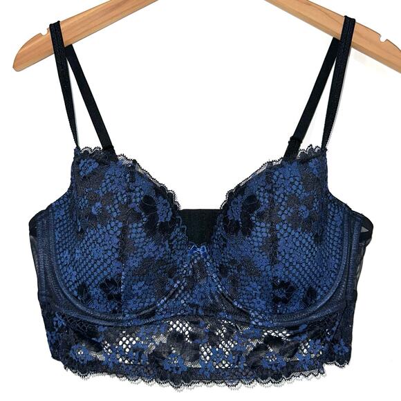 Adore Me Black Navy Lace Pacchi Contour Demi Longline Bra Size 38DD - Picture 4 of 15